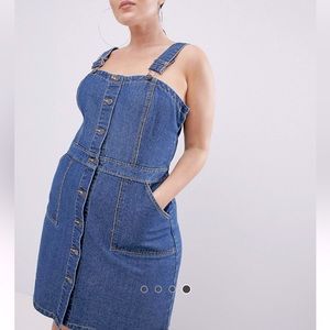 ASOS CURVE Denim Overall Dress with Buttons
